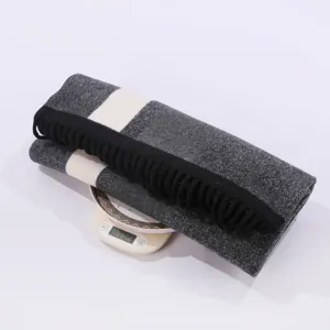Cozy winter warm knitted shawl cloak with black fringe, classic grey block pattern design.