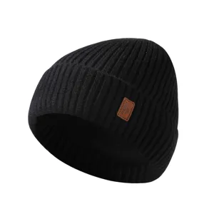Winter warme gefütterte dicke Strickmütze für Herren Outdoor Kälteschutz Kopfbedeckung.