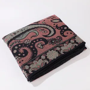Vintage paisley pattern imitation cashmere shawl for women, warm winter fashion cape wrap.
