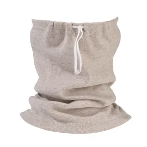 Cozy knitted neck warmer with adjustable drawstring, thermal winter outdoor gaiter scarf.