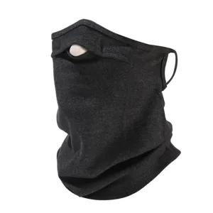 Winter cycling face mask with ear loops and neck warmer, windproof thermal gear for outdoor sports.