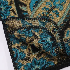 Vintage paisley imitation cashmere shawl detail, soft warm winter cloak wrap for women.