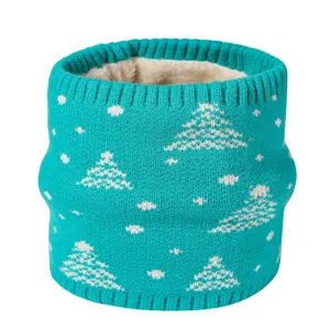 Unisex Winter Verdickter Gefütterter Halswärmer Schal Acryl-Mischung Schneeflocke Muster Winddicht Radfahren Loop Schal