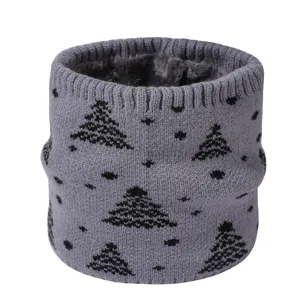 Grauer Winter Strick Halswärmer mit Plüschfutter, kuscheliger Thermoschal für kalte Tage.