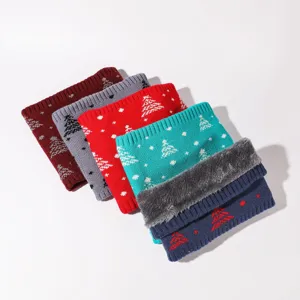 Unisex Winter Fleece-gefütterter Strick-Halswärmer mit weihnachtlichen Motiven.