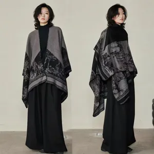 Ethen-Stil Reisen Großer Schal Herbst Winter Warm Imitat Kaschmir Split Umhang Umhang Damen Mode Dekorativer Schal