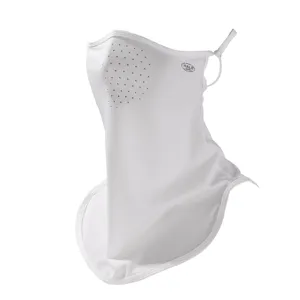 White sun protection face mask with neck cover and ear loops for outdoor sports UV protection