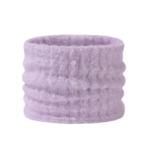 Calentador de cuello de punto de invierno esponjoso para mujer, bufanda snood suave lila.