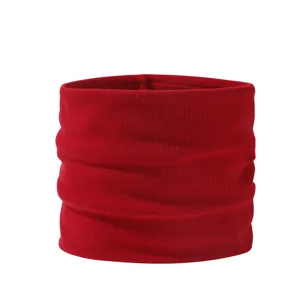 Tour de cou tricoté rouge, écharpe unie fausse collerette chaude détail d'hiver.