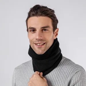 Schwarzer Strick-Halswärmer für den Winter, dicker warmer Fleeceschal für Damen und Herren.