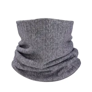 Écharpe de Cou Tricotée Chaude d'Hiver Unisexe Couleur Unie Double Couche Doux Thermique Tour de Cou Mode Décontracté
