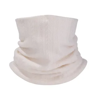 Tour de cou tricoté blanc pour femme, écharpe col montant faux col doux unicolore hiver.