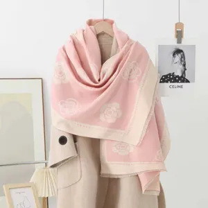Damen Retro Kamelie Jacquard dicker warmer Winterschal, elegante modische Umhang Schal.