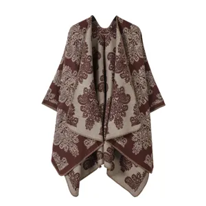Elegante chal cardigan vintage con motivo de cachemira tejido para mujer estilo étnico.