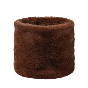 Brauner Plüsch Winter Halswärmer für Damen und Herren, dicker warmer Schlauchschal.