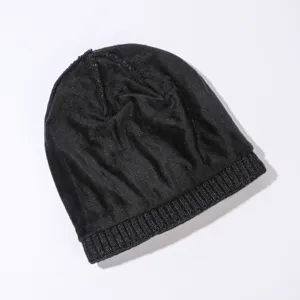 Unisex Winter Warme Fleece Gefütterte Strickmütze Gerippte Skull Cap Mit Metalletikett Für Outdoor Skifahren Radfahren Herren Damen
