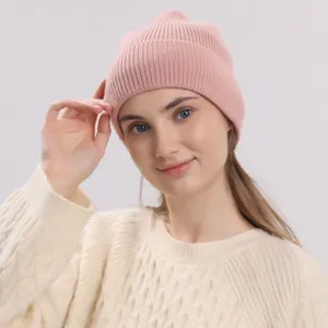 Winter warme einfarbige Strickmütze lässige Outdoor Kälteschutz Wollmütze für Damen