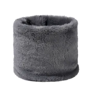 Dicker grauer Kunstpelz Plüsch Halswärmer Winter elastischer Endlosschal für Unisex.
