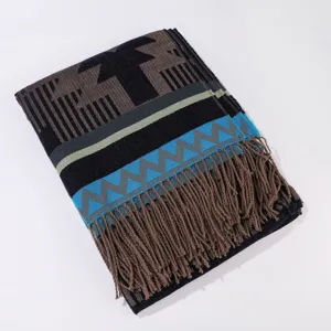 Ethnische Fransen Strick Schal Vintge Boho Winter Damenumhang Reisedecke Tuch Damen