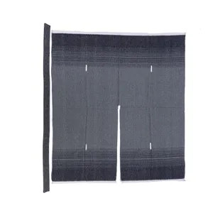 Detailed view of women casual striped split cape and matching belt fabric texture.