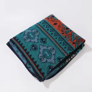Châle imitation cachemire style ethnique détail plié, écharpe d'hiver chaude femme.