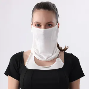 Weisse Eisseide Sonnenschutz Gesichtsmaske Damen atmungsaktiver UV-Schutz fuer Outdoor