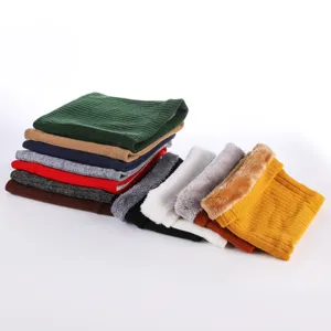 Winter dicker Fleece warmer gestrickter Halswärmer einfarbiger Schal für Damen und Herren