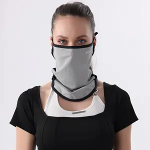 Mascarilla facial de protección solar transpirable y braga de cuello anti-UV para mujer, gris.