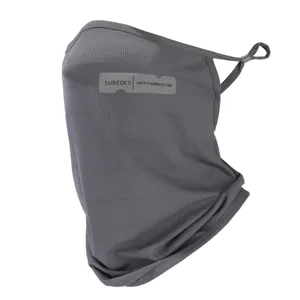 Summer breathable ice silk cycling face mask with ear loops dark grey sun protection
