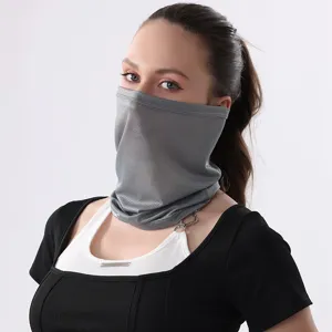 Eis Seide Sonnenschutz Gesichtsmaske ganzer Kopf Nacken Schutz atmungsaktiv UV grau