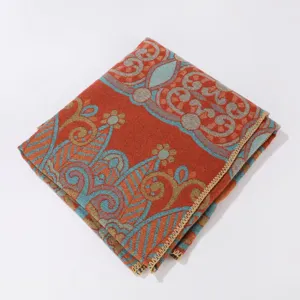Bufanda jacquard gruesa retro mujer chal calido imitacion cachemir punto detalle
