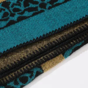 Ethenischer Jacquard Strick Schal, gemuetlicher warmer Decken-Schal fuer Damen, Boho Stil.