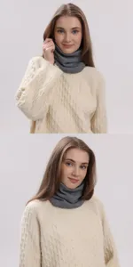 Gemütlicher, gestrickter Halswärmer für kalte Herbst- und Wintertage, weicher grauer Loopschal.