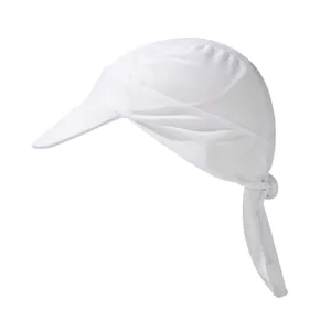 Vue détaillée du tissu mesh blanc respirant du bonnet de cyclisme à texture séchage rapide.