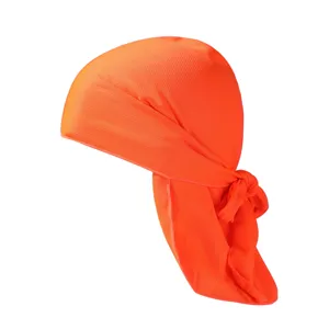 Orange quick dry cycling skull cap breathable pirate head wrap outdoor sport cap detail