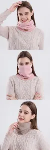 Winter verdickter Strick-Halswärmer und Fleece-Gesichtsmaske für Damen, weich warm.