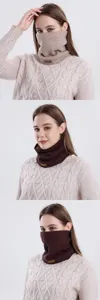 Damen dicker Strick Halswärmer Winter Fleece gefüttert vielseitige Gesichtsmaske Schal