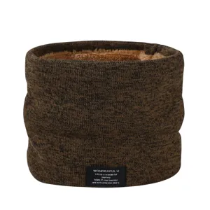 Warmer brauner Winterschal Strick Schlauchschal mit kuscheligem Plüschfutter für outdoor.
