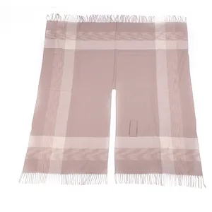 Detailansicht des karierten Damen Fransen Poncho Schals mit Riemen für Herbst Winter.