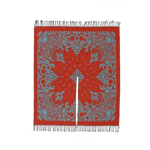 Roter Paisley Fransen Cape stilvoller Poncho warme Winter Mode Reiseschal Damen Bekleidung