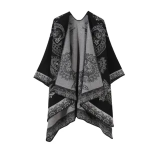 Westlicher Stil Gestreift Patchwork Paisleymuster Kaschmir-Imitat Schal Übergroßer Warmer Winter Langer Umhang Für Damen
