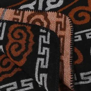 Nahaufnahme der Winter ethnischen Muster warmen Schal Umhang Stoff Textur geometrisches Design.