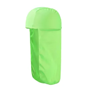 Detailansicht Sonnenkappe in Neongrün mit Nackenschutz, atmungsaktives Mesh für Outdoorsport.