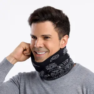 Winter Fleece Gefütterter Halswärmer Herren Damen Paisley Muster Strick Halsgamasche Warm Verdickter Outdoor Thermoschal