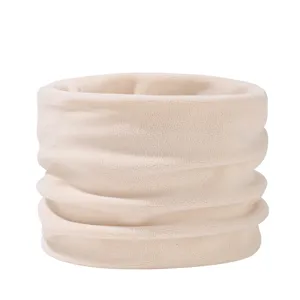 Beige Fleece Halswärmer Winter thermischer Snood dicke weiche Radfahren Gesichtsmaske