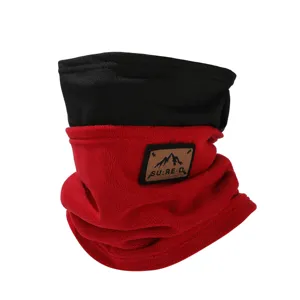 Winter dicker Fleece Nackenschmaermer winddichte Gesichtsmaske Outdoor Radfahren schwarz rot