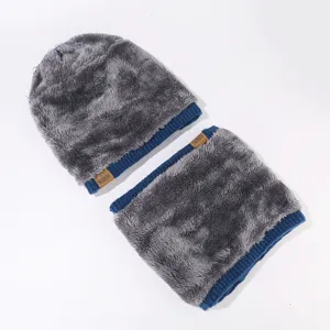 Herren Winter warme gestrickte Mütze und Nackenwärmer Set gefüttert dick thermisch