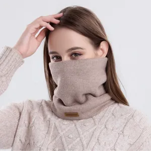 Damen Winter dicker Strick Halswärmer Mode einfarbig thermische Gesichtsabdeckung Schal.