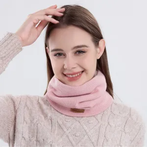 Damen Winter dicker gestrickter Halswärmer rosa Schlauchschal kuschelig warmer Schal Ansicht