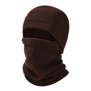 Braune Fleece Sturmhaube Winter Outdoor Radfahren warme Gesichtsmaske Skimütze Halswärmer Set